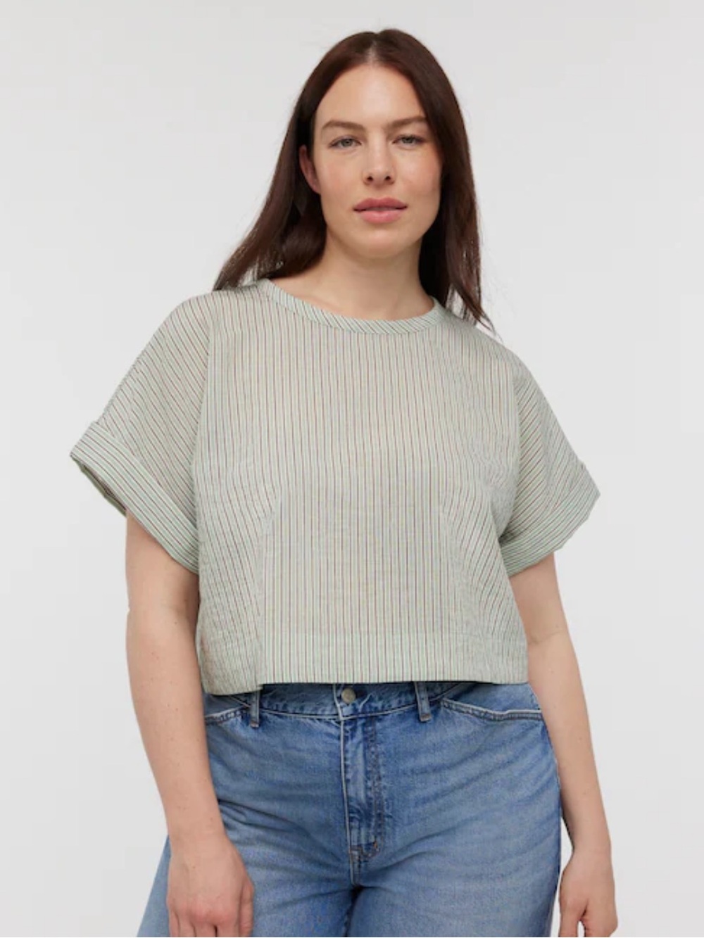Madewell Dolman Crop Top in Stripe Pistachio
